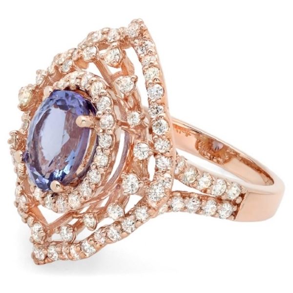 2.50ct Tanzanite & 1.30ct Diamond 14K Gold Ring