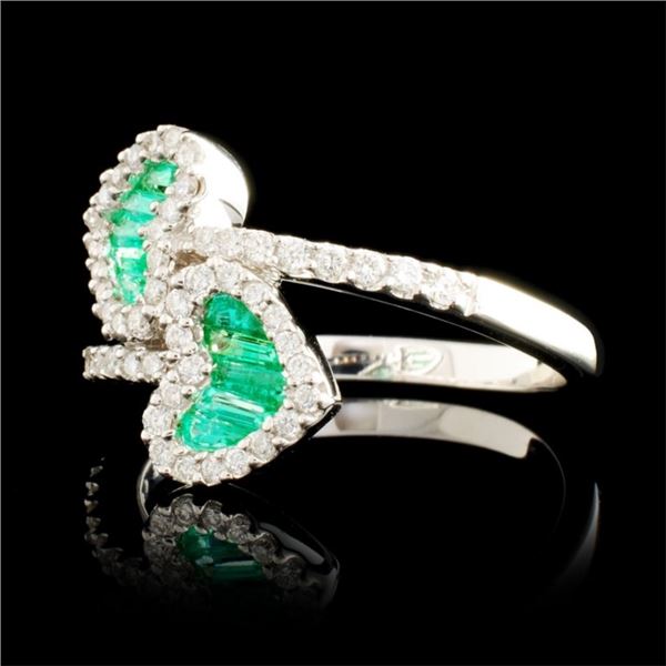 0.81ct Emerald & 0.51ctw Diamond Ring in 18K Gold