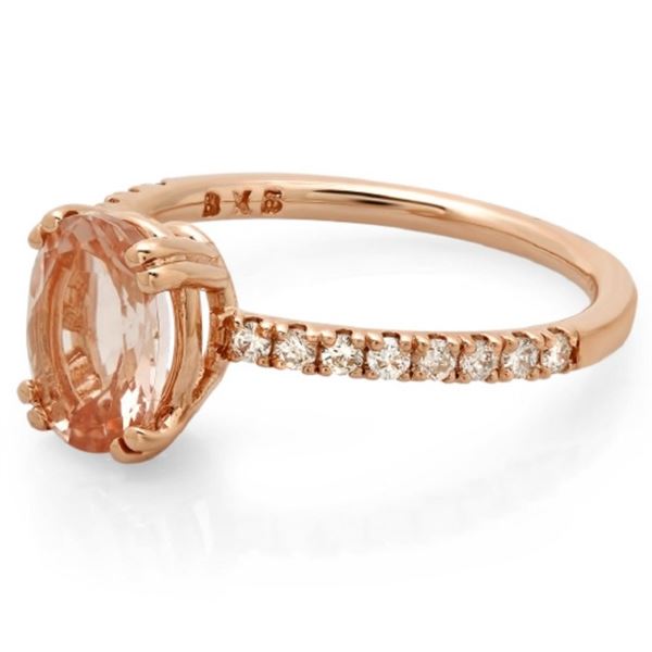 1ct Morganite & 0.2ct Diamond Ring in 14K Gold