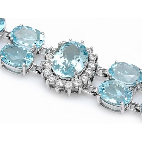 14k Gold Aquamarine Diamond Bracelet, 40ct