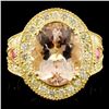 Image 2 : 6.16ct Morganite & 1.51ctw Diam Ring in 14K Gold