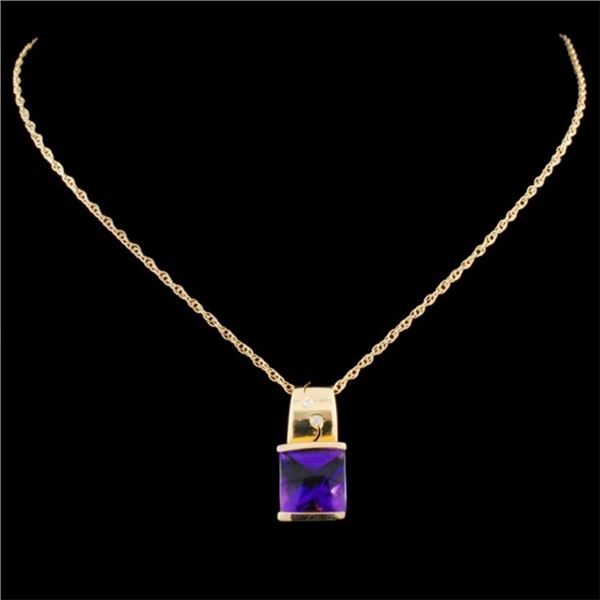 2.50ct Amethyst & 0.03ctw Diam Pendant 14K Gold