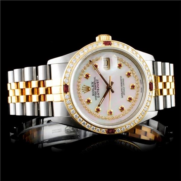 Diamond 36mm Rolex DateJust Watch in 18K/SS