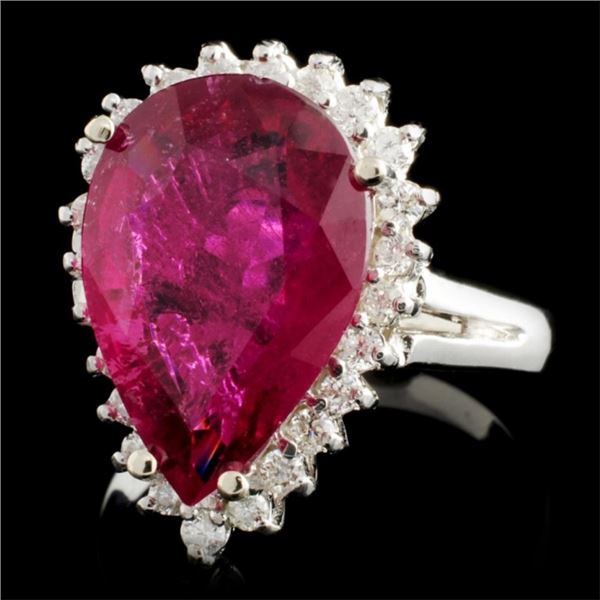 14K Gold Ring: 5.26ct Tourmaline, 0.35ctw Diamonds