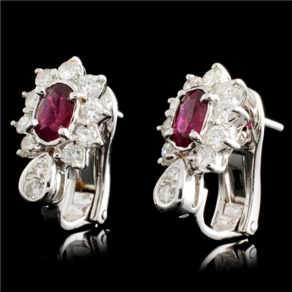 18K Gold Earrings w/ 1.26c Ruby & 1.07ctw Diam