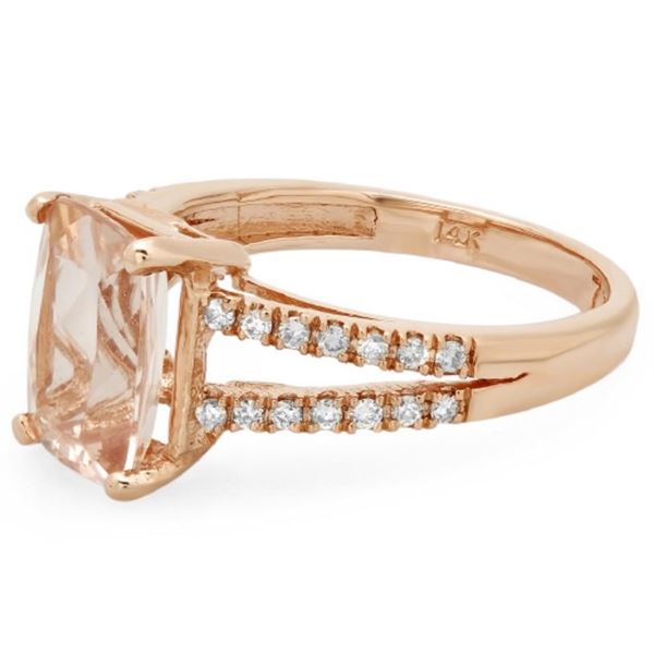 2.50ct Morganite & 0.25ct Diamond Ring in 14K Gold