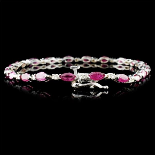 5.26ctw Ruby & 0.30ctw Diam Bracelet in 14K Gold