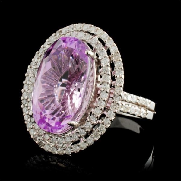 9.84ct Kunzite & 0.96ct Diamond Ring in 14K Gold