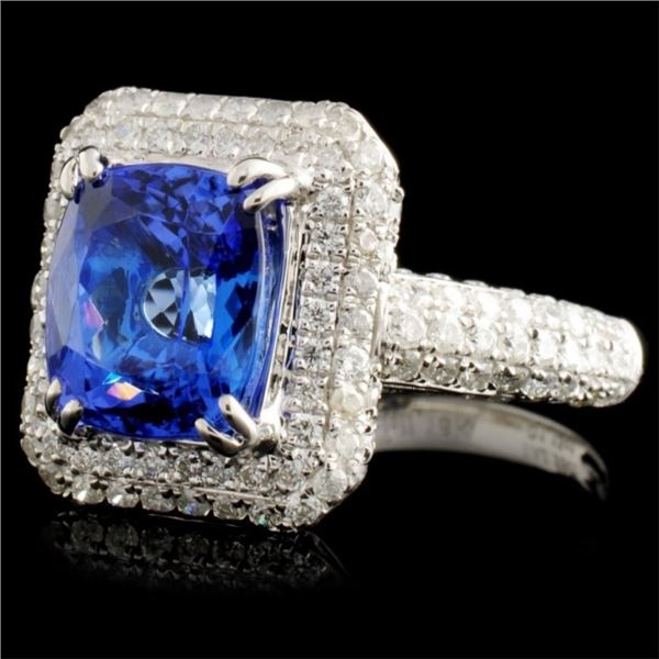 18K Gold Tanzanite & Diam Ring: 2.99ct & 1.13ctw