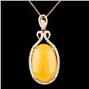 Image 1 : 28.26ct Opal & 1.25ctw Diamond Pendant in 14K Gold