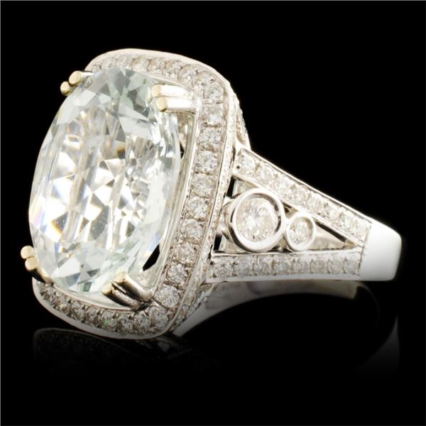 7.38ct Aquamarine & 1.45ctw Diam Ring 14K Gold