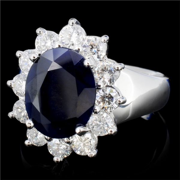 14K Gold Ring: 5ct Sapphire & 1.25ctw Diamonds