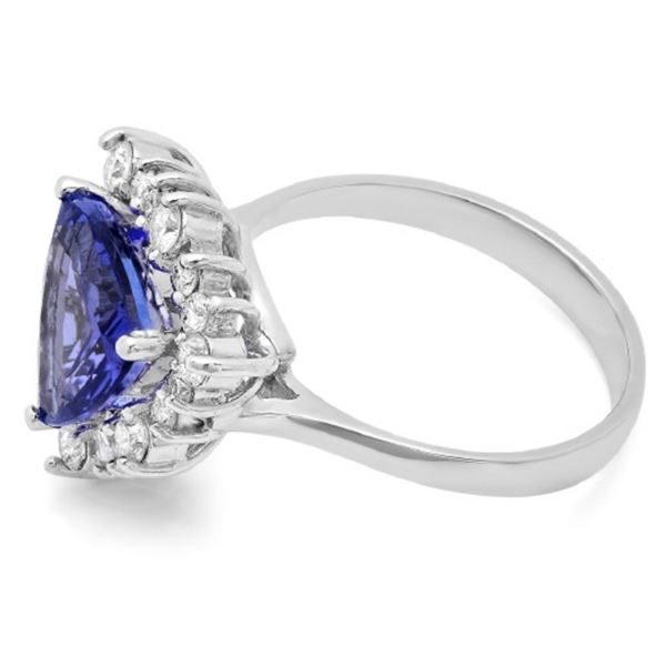 14K Gold Ring 3.50ct Tanzanite & 0.60ctw Diam