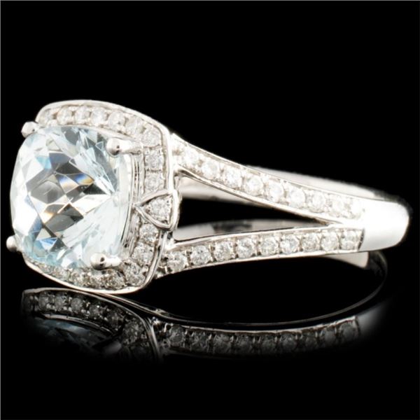 1.43ct Aquamarine & 0.33ctw Diam Ring 14K Gold