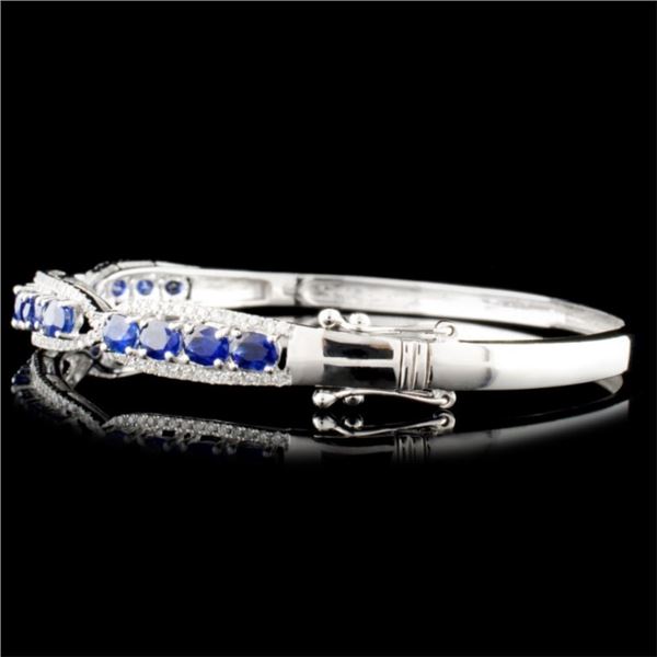 14K Gold Bangle 3.60ct Sapphire & 0.63ctw Diam