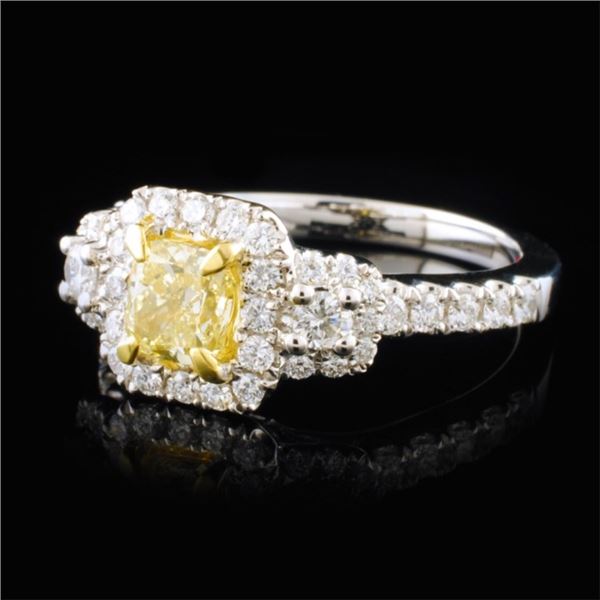 1.32ctw Fancy Yellow Diamond Ring in 18K WG