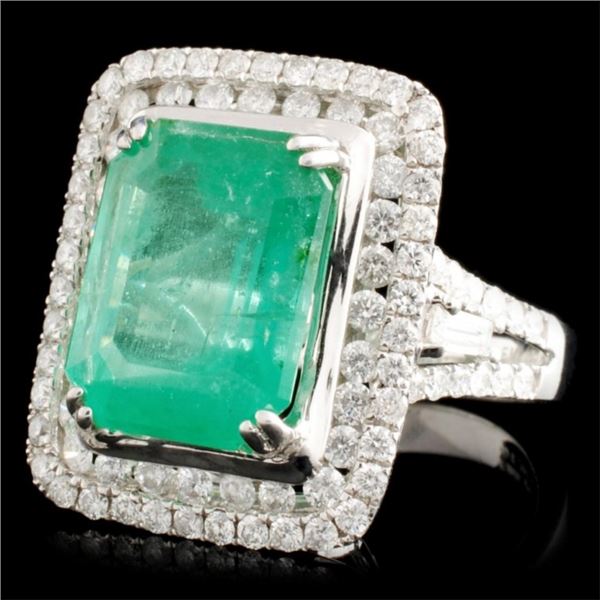 18K Gold Ring: 6.06ct Emerald & 1.35ctw Diamonds