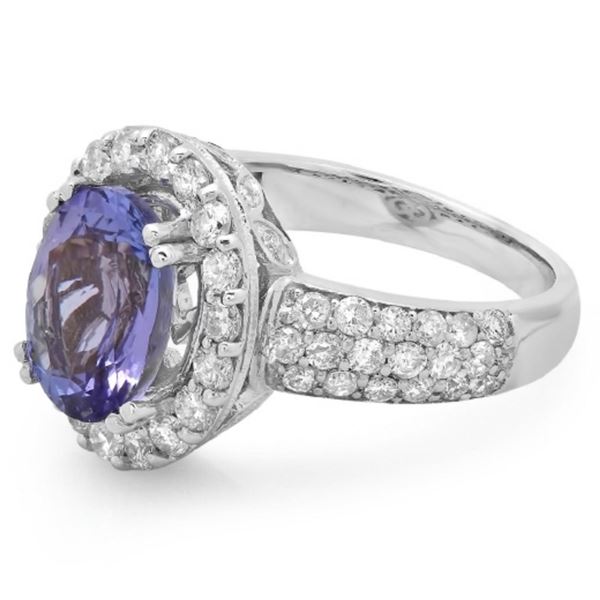 14K Gold Ring: 3.00ct Tanzanite & 1.30ct Diam