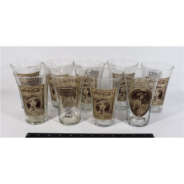 NINE COCA COLA DRINKING GLASSES