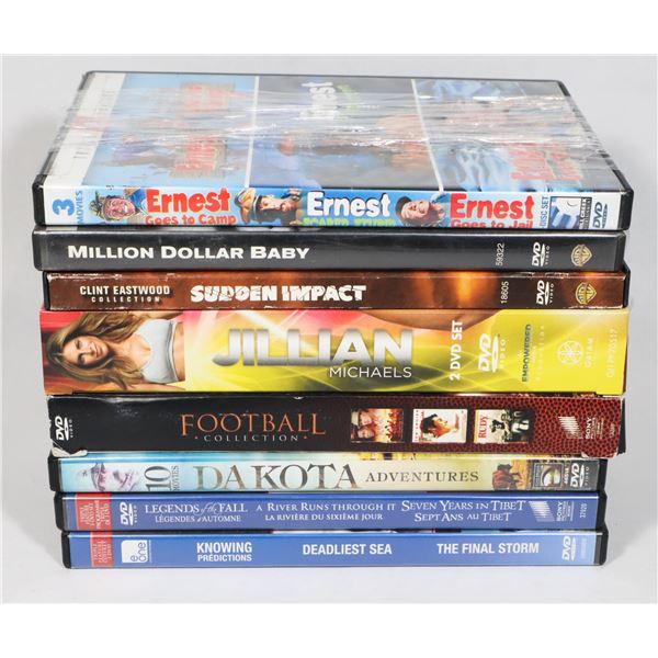 LOT OF 8 DVDS MILLION DOLLAR BABY, ERNEST TRIPLE