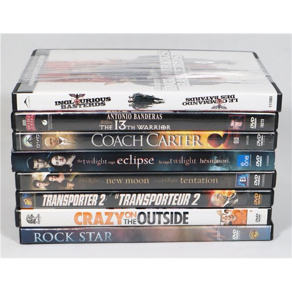 LOT OF 8 DVDS ROCK STAR, COACH CARTER,