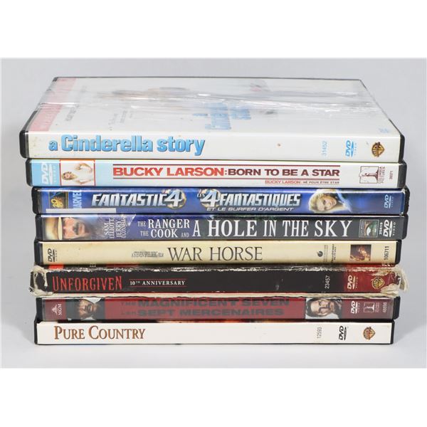 LOT OF 8 DVDS PURE COUNTRY, WAR HORSE, A