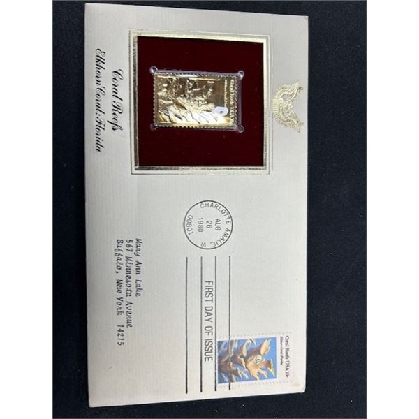 Coral Reefs Elkhorn Coral: Florida Gold Stamp Replica First Day Cover
