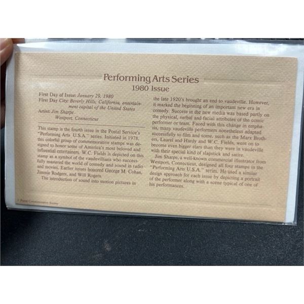 W.C. FIELDS ACTOR PERFORMING ARTS 22KT GOLD STAMP COMMEMORATIVE