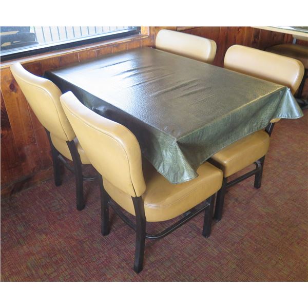 Rectangular Table on Metal Pedestal Base 44"x30"x30"H w/ 4 Chairs 18"x18"x33"H