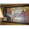 Image 2 : Very Large Wood-Framed Embellished Giclee Canvas Artwork: Restaurant Servers, 120" x 42"