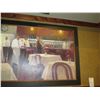 Image 4 : Very Large Wood-Framed Embellished Giclee Canvas Artwork: Restaurant Servers, 120" x 42"