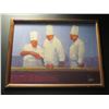 Image 2 : Wood-Framed Embellished Giclee Canvas Artwork: Chefs, 23" x 19"