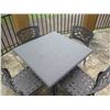 Image 3 : Square Outdoor Table on Metal Pedestal Base 36"x36"x28"H w/ 4 Chairs 18"x19"x32"H