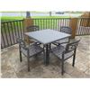 Image 2 : Square Outdoor Table on Metal Pedestal Base 36"x36"x28"H w/ 4 Chairs 18"x19"x32"H