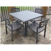 Image 1 : Square Outdoor Table on Metal Pedestal Base 36"x36"x28"H w/ 4 Chairs 18"x19"x32"H