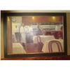 Image 1 : Large Wood-Framed Embellished Giclee Canvas Artwork: Restaurant Servers, 60" x 42"