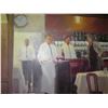 Image 2 : Large Wood-Framed Embellished Giclee Canvas Artwork: Restaurant Servers, 60" x 42"