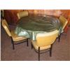 Image 1 : Round Table on Metal Pedestal Base 52" dia, 29"H w/ 4 Chairs 18"x18"x33"H
