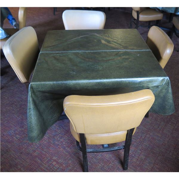 Square Table on Metal Pedestal Base 36"x36"x30"H w/ 4 Chairs 18"x18"x33"H