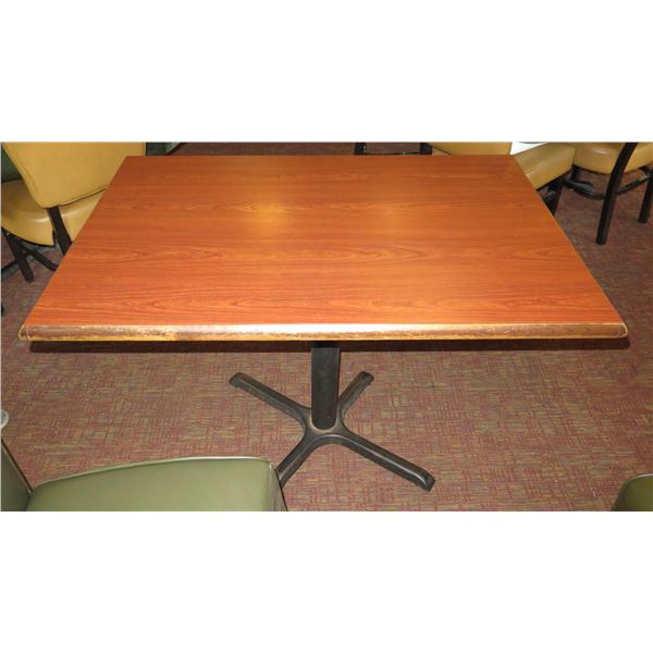 Wooden Rectangular Table on Metal Pedestal Base 44"x30"x29"H