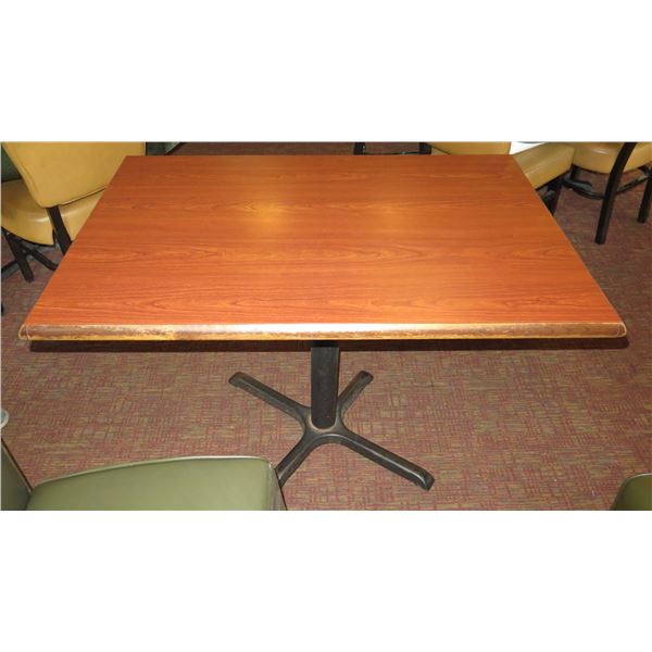 Wooden Rectangular Table on Metal Pedestal Base 44 x30 x29 H