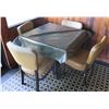 Image 1 : Square Table on Metal Pedestal Base 36"x36"x30"H w/ 4 Chairs 18"x18"x33"H