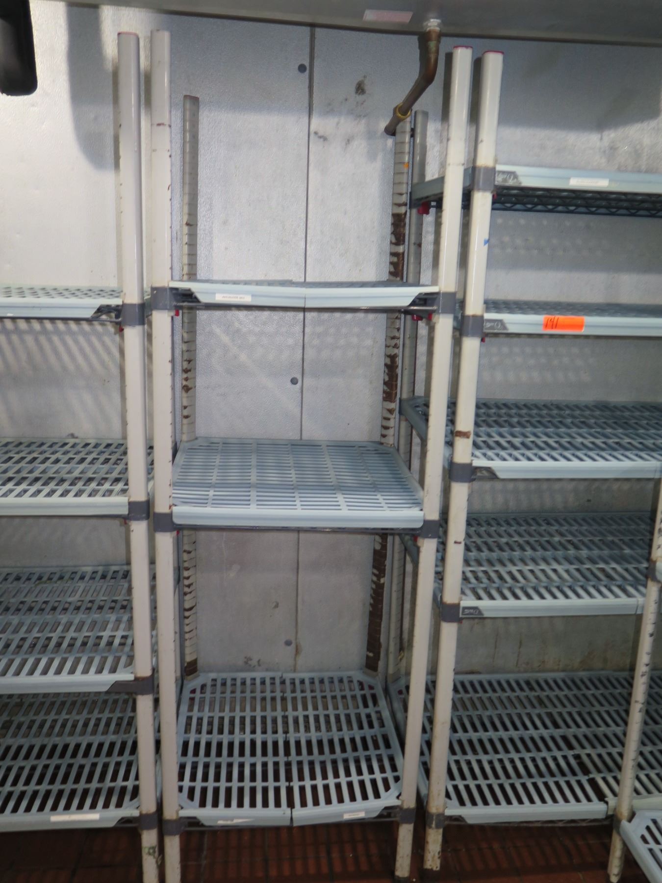 Qty 5 Metro Q Metal Slatted Shelving Units (used in freezer) Misc Sizes