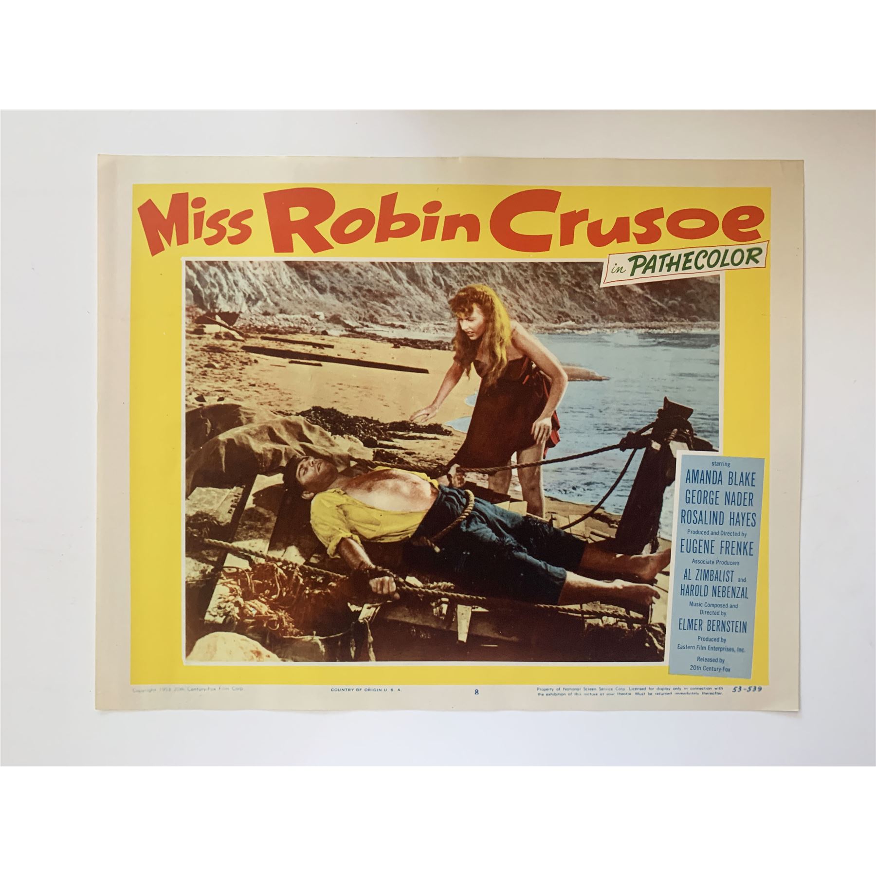 Miss Robin Crusoe original 1953 vintage lobby card