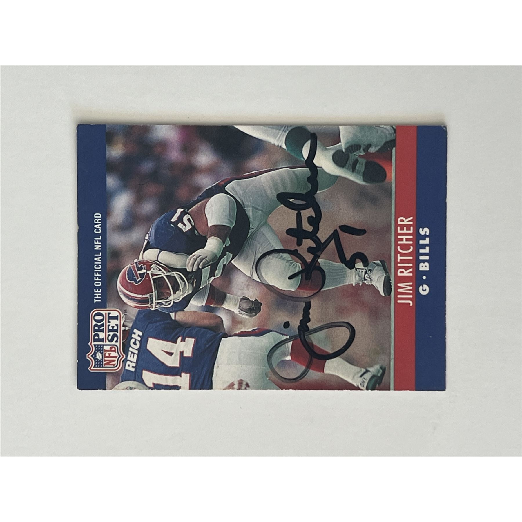 Jim Ritcher Falcons Buffalo Bills Jim Ritcher 1990 NFL #45 signed trading card