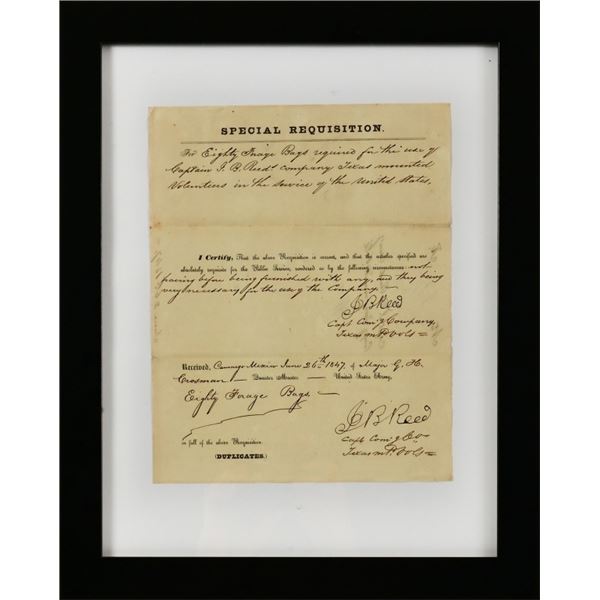 Texas Ranger James B. Reed Signed Document