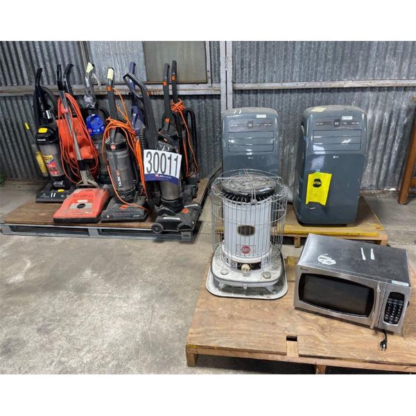 VACUUMS, PORTABLE A/C UNITS, HEATER, MICROWAVE