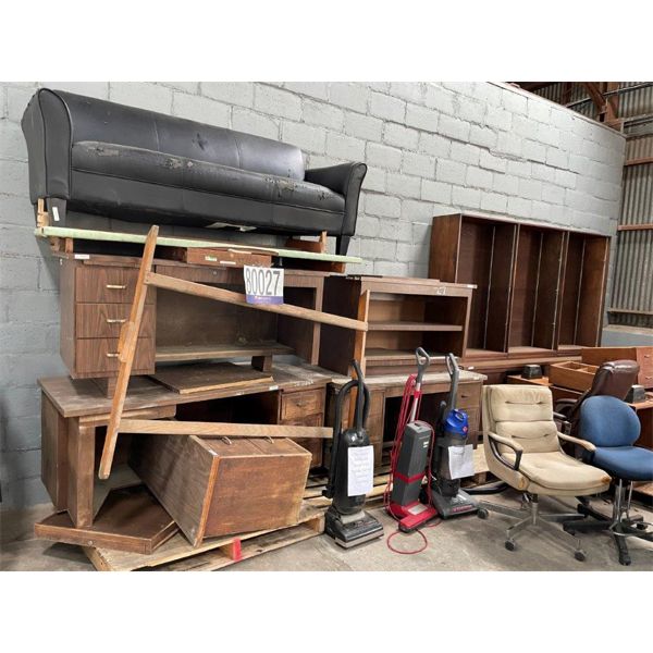 DESKS, CHAIRS, VACUUMS, FILE CABINETS