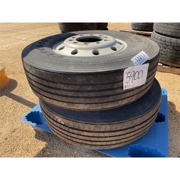 (2) 315/80R22.5 TIRES W/ RIMS
