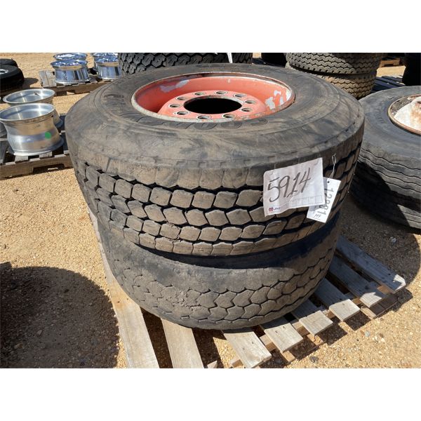 (2) 385/65R22.5 TIRES W/ RIMS